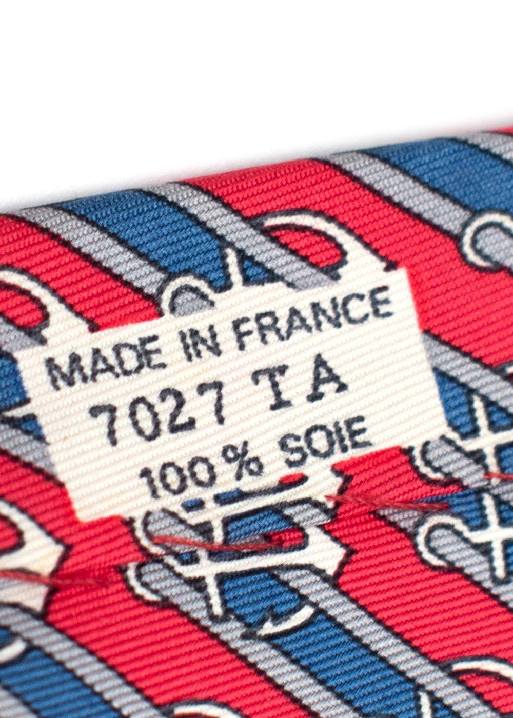 Hermès Blue and Red Silk Anchor Tie