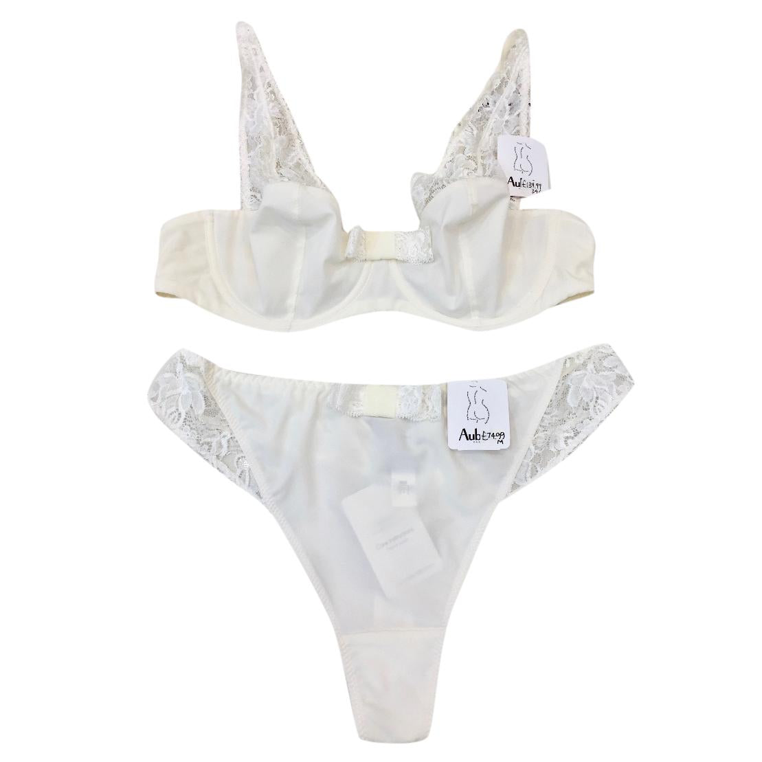 Aubade Ivory Leavers Lace Underwired Bra & Tanga Set