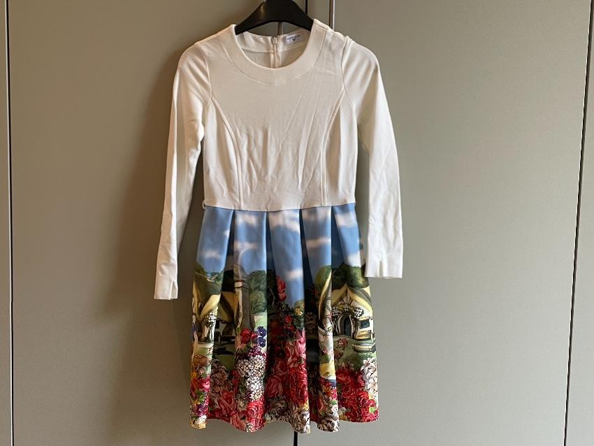 Monnalisa Cream Snow White Print Neoprene Dress