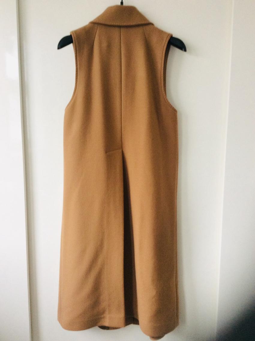 Off White Wool Blend Longline Camel Jacket
