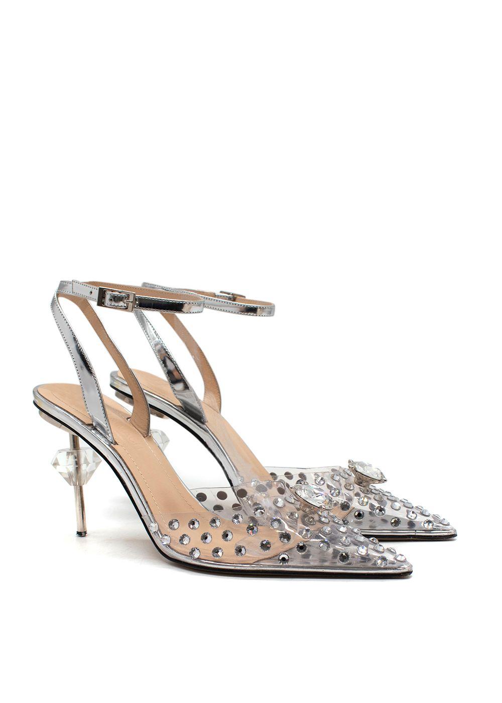 Mach & Mach Perspex Crystal-Embellished Stiletto Pumps