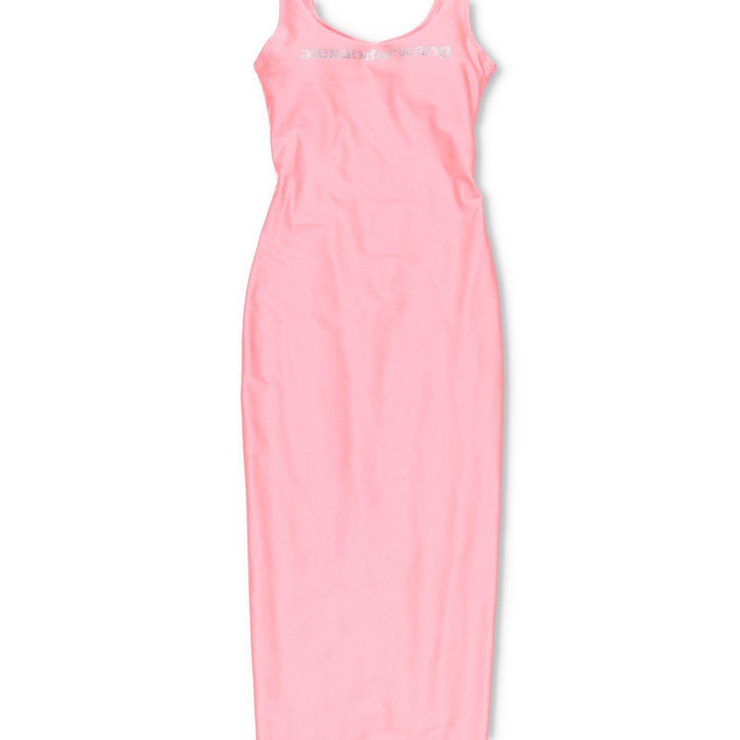 Alexander Wang Crystal Logo Maxi Dress in Stretch Athletic Blend