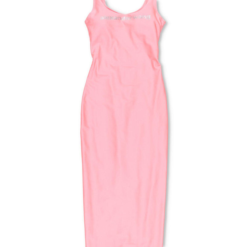 Alexander Wang Crystal Logo Maxi Dress in Stretch Athletic Blend