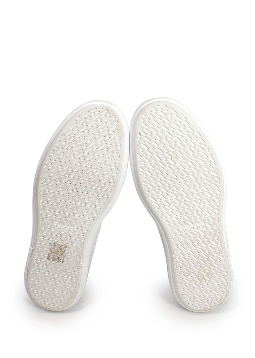Hermes White Leather Happy  Sneakers