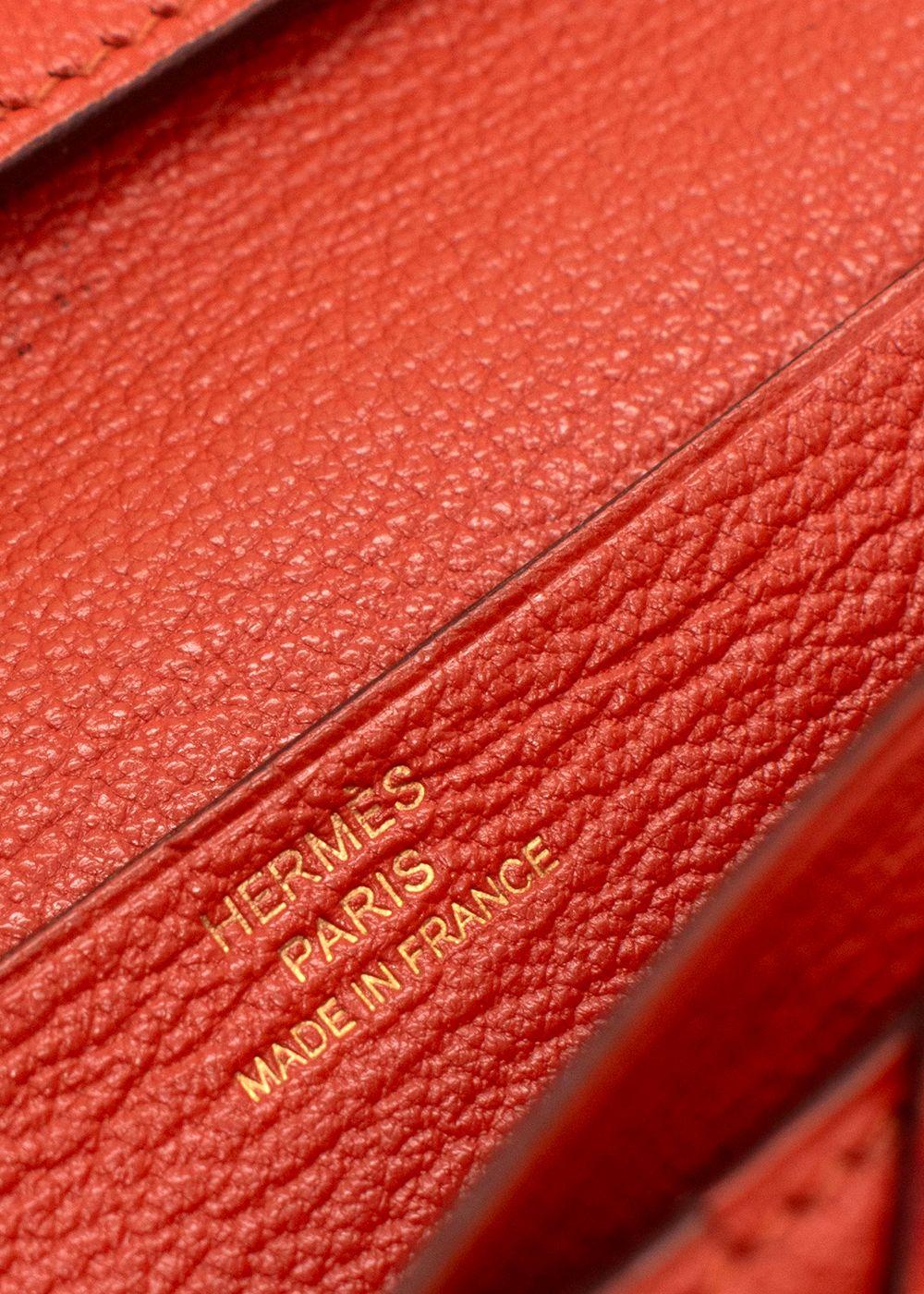 Hermes Orange Ostrich Bearn Wallet with Gold Hardware