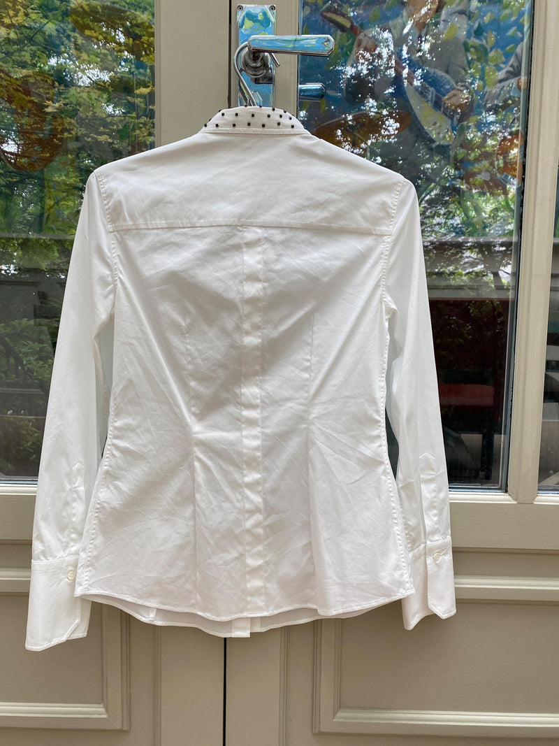 Studded Collar White Cotton Shirt