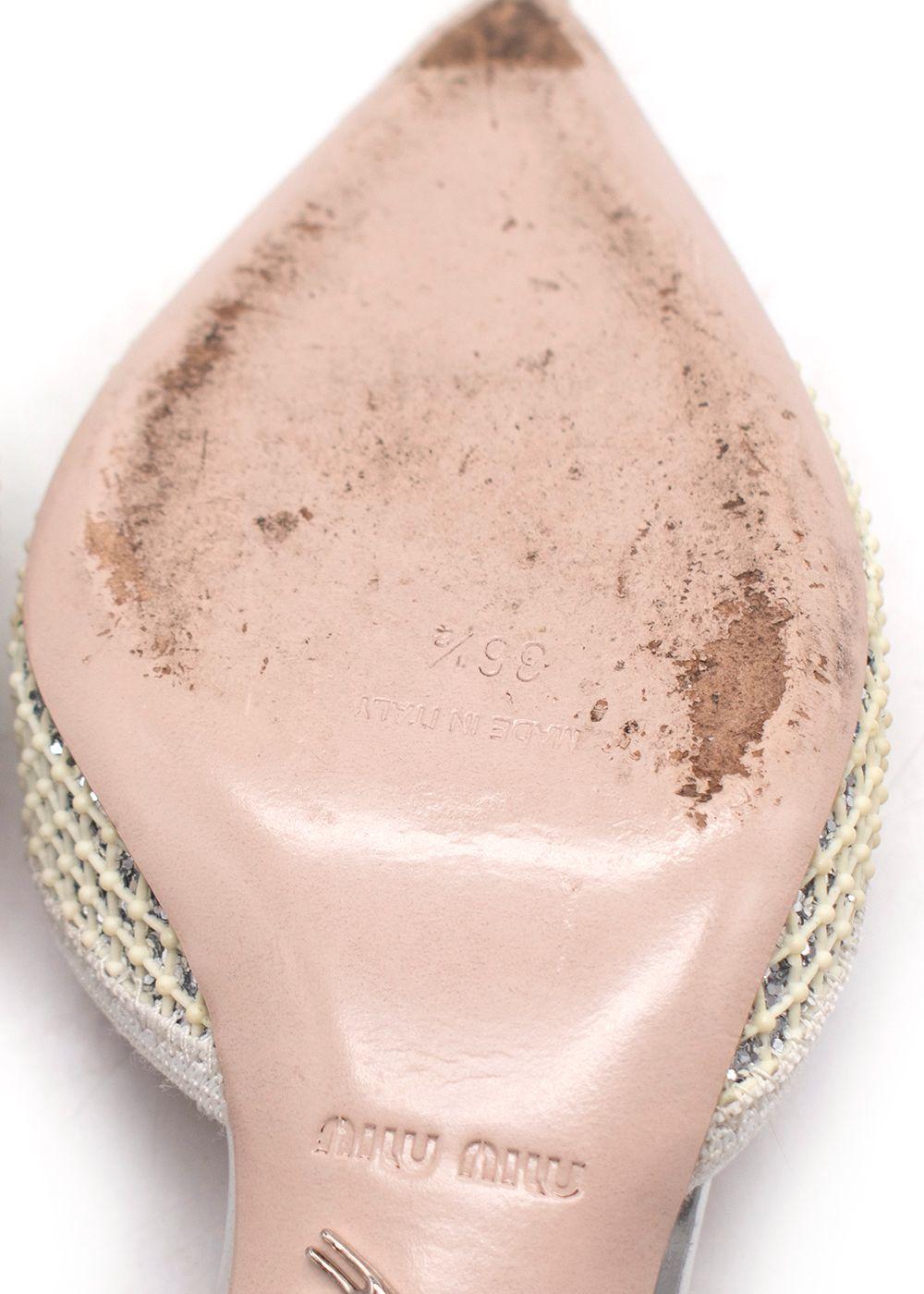 Miu Miu Silver Glitter Kitten Heels