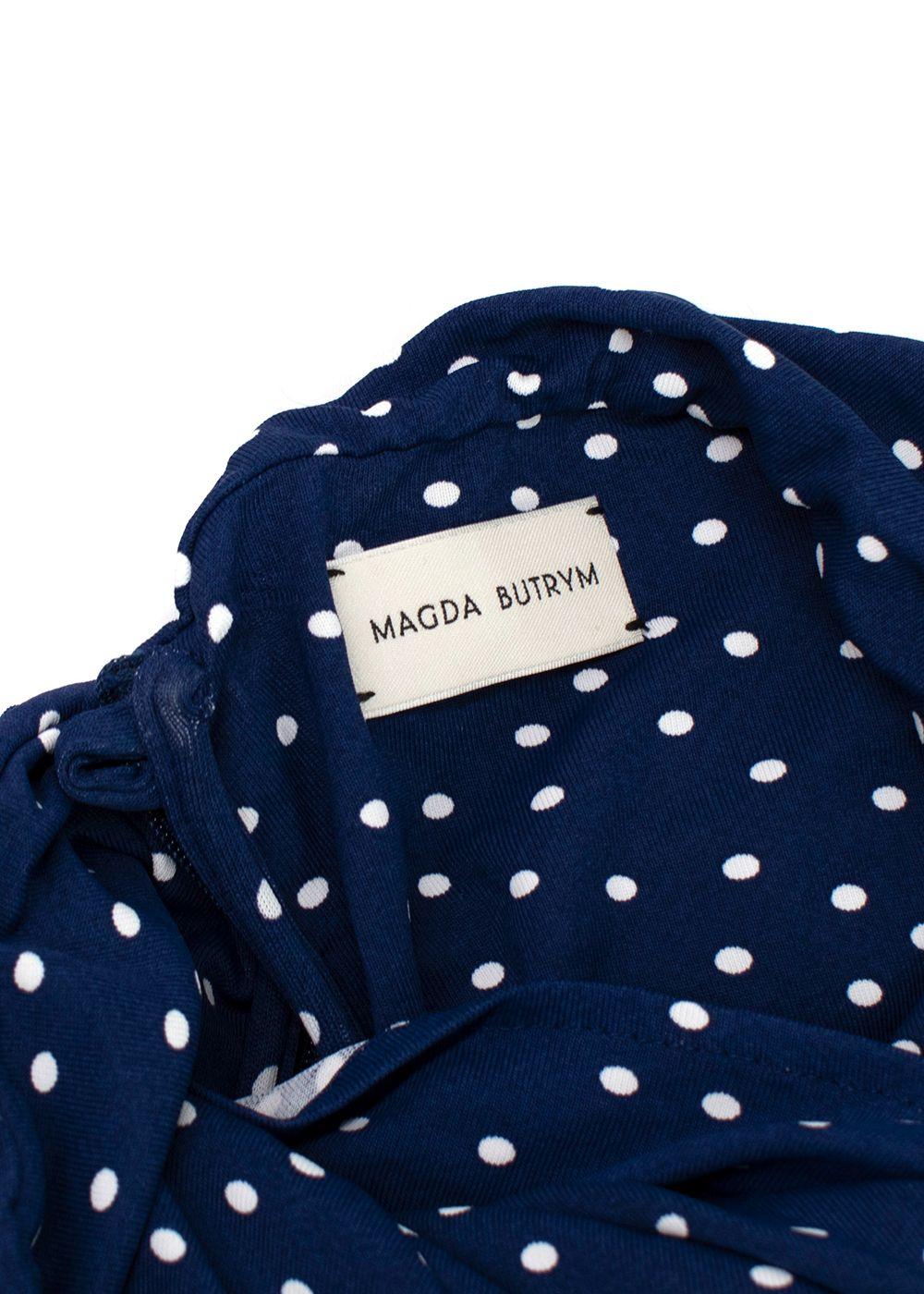 Magda Butrym Navy Polka Dot Halterneck Dress