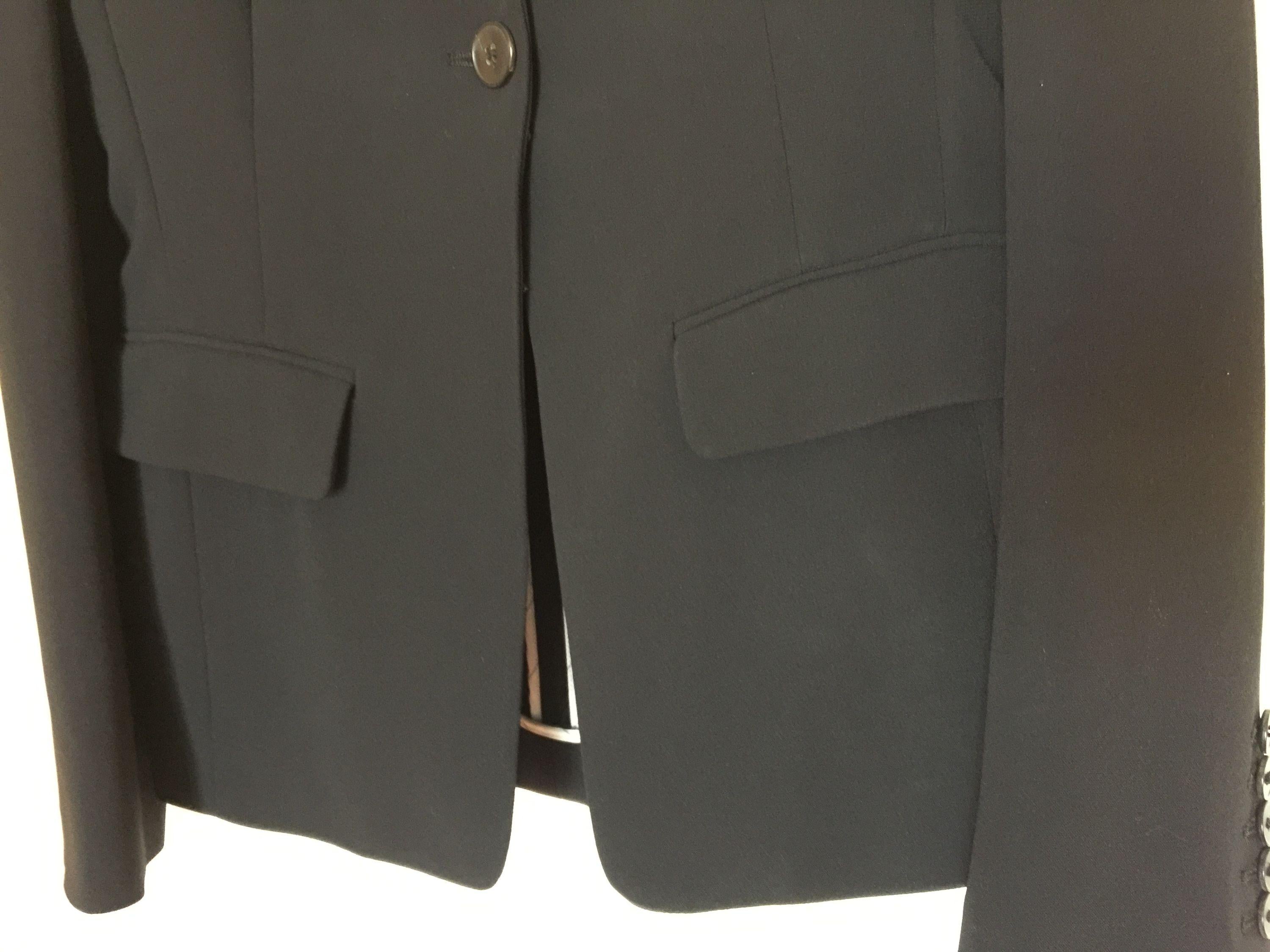 Black Crepe Single-Breasted Blazer