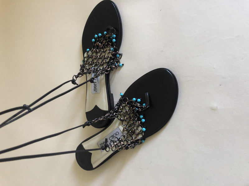 Jimmy Choo beaded mesh lace-up sandals