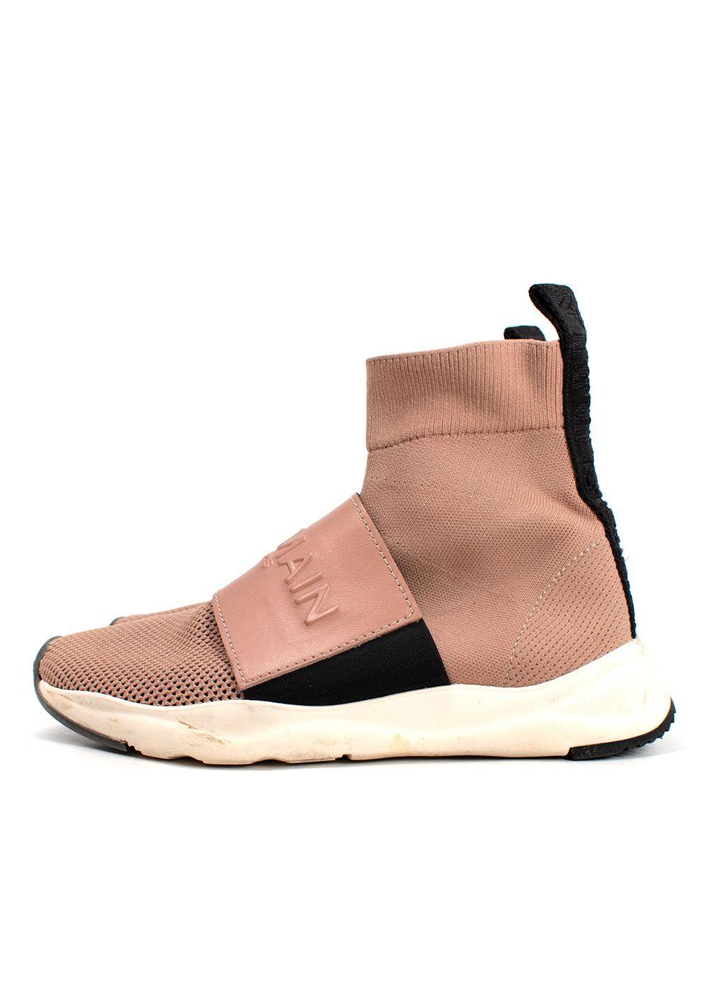 Balmain Pink Knit Fabric Cameron Sock Sneakers