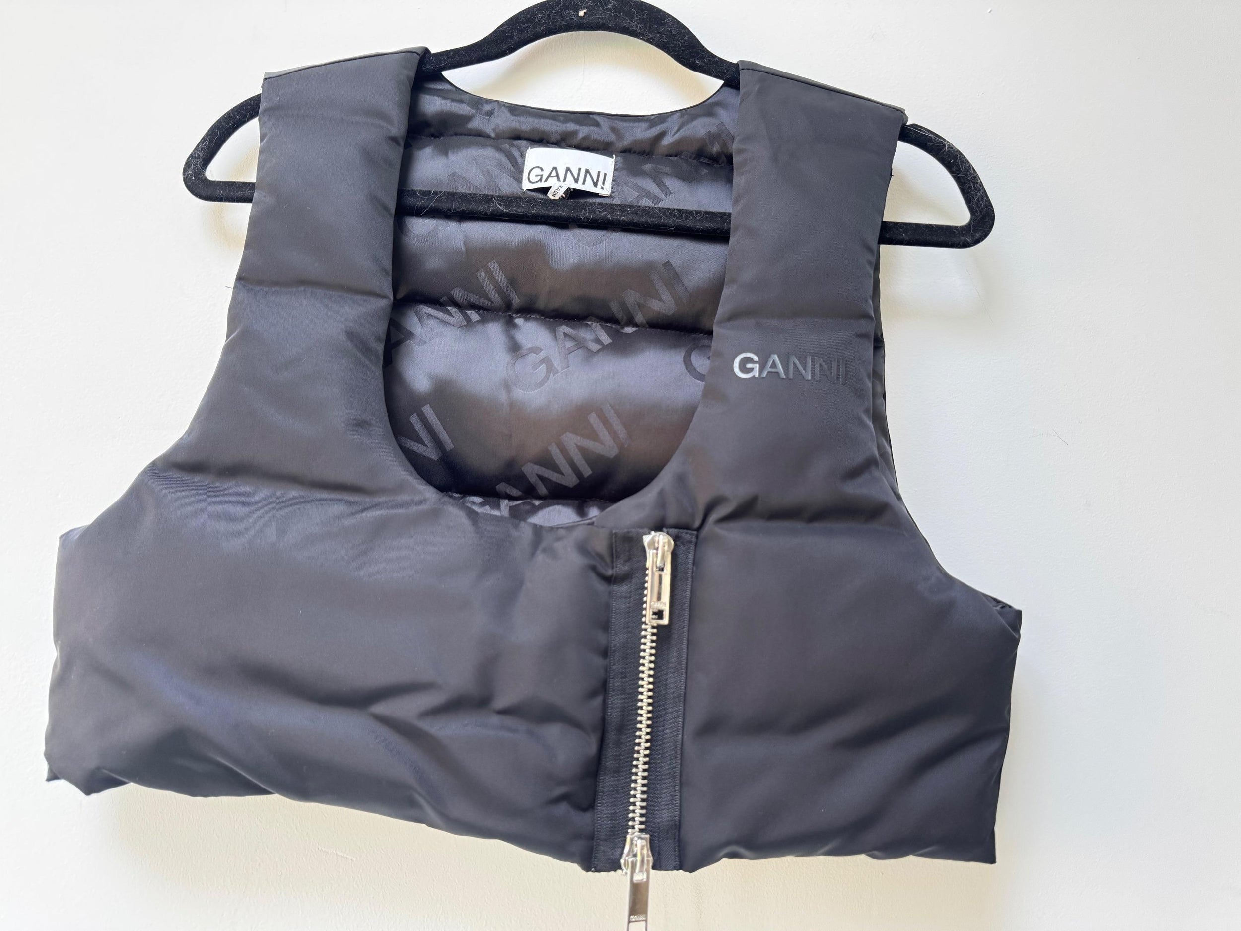 Cropped Black Zip Front Vest