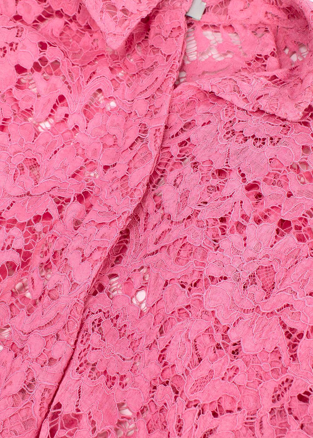 Valentino Bubblegum Pink Floral Lace Shirt