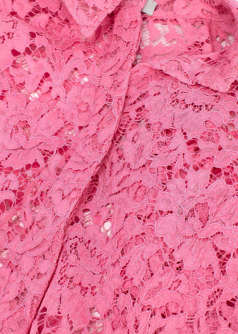 Valentino Bubblegum Pink Floral Lace Shirt