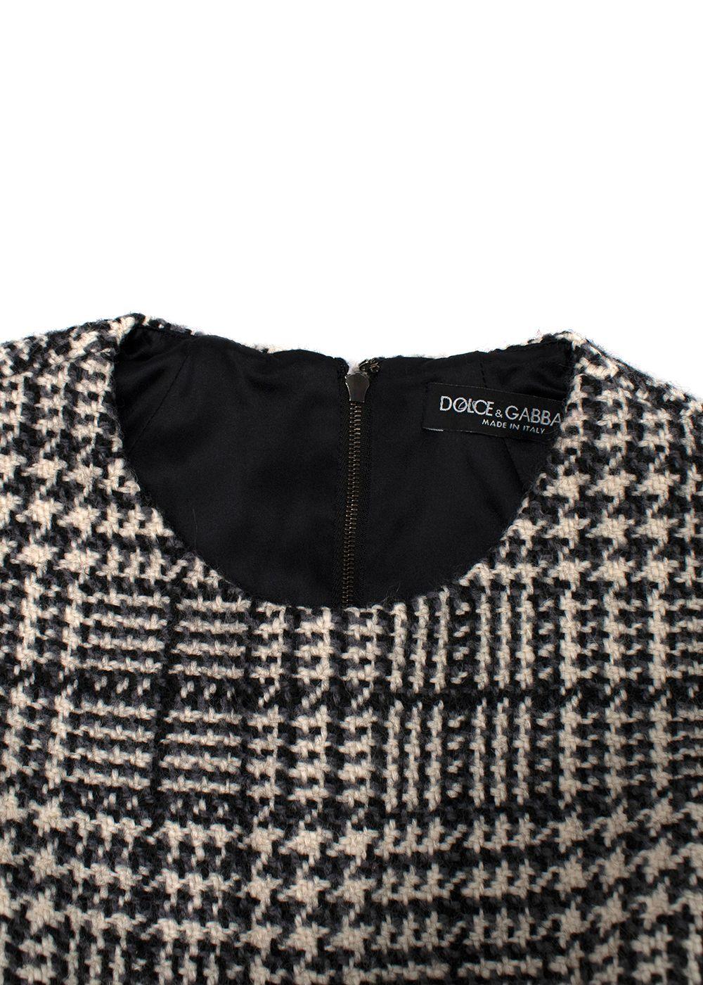 Dolce & Gabbana Grey Plaid Woollen Mini Dress