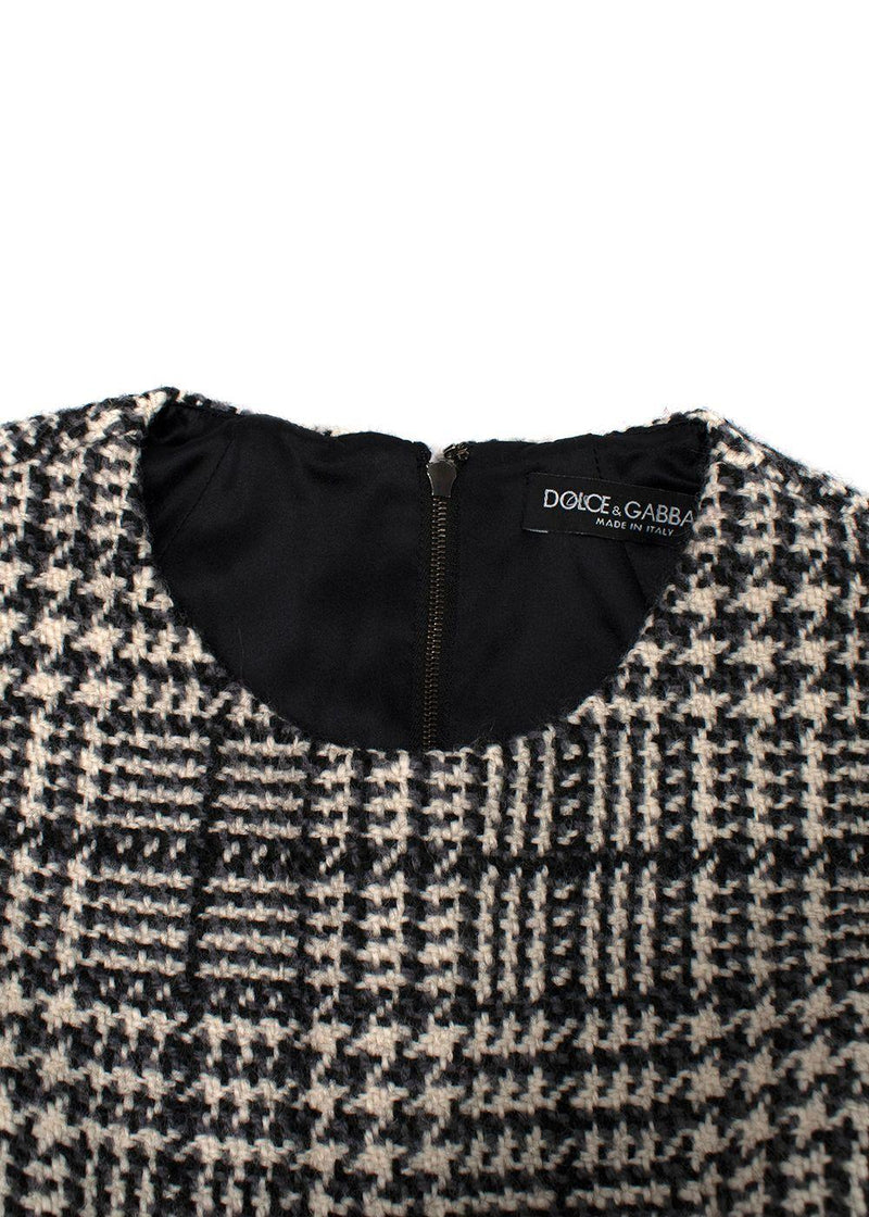 Dolce & Gabbana Grey Plaid Woollen Mini Dress