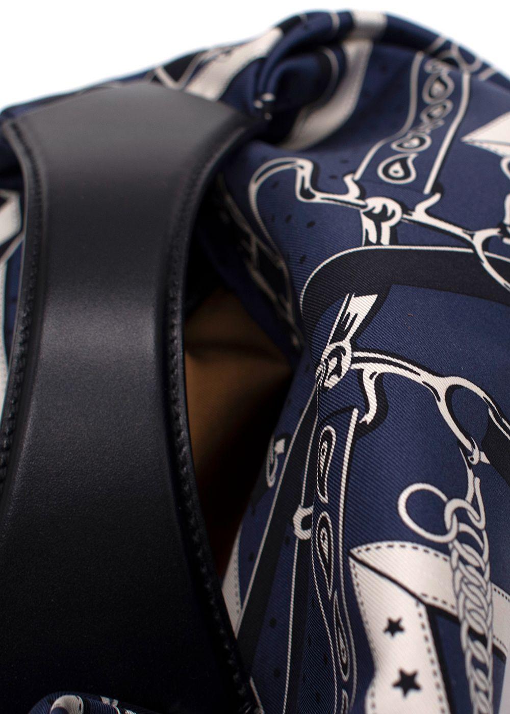 Hermes Navy Printed Silk Balusoie Bag