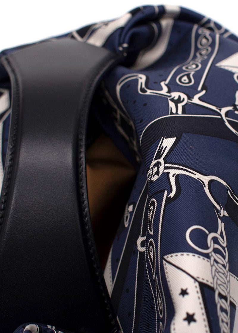 Hermes Navy Printed Silk Balusoie Bag