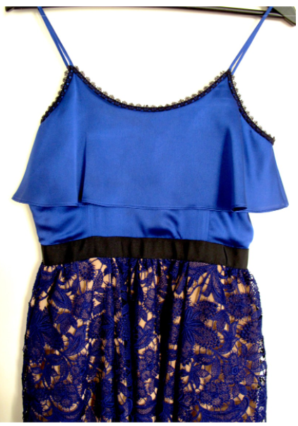 Self-Portrait Delphinium Satin & Guipure Lace Dress