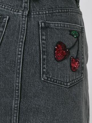 Marc by Marc Jacobs cherry embellished denim skirt