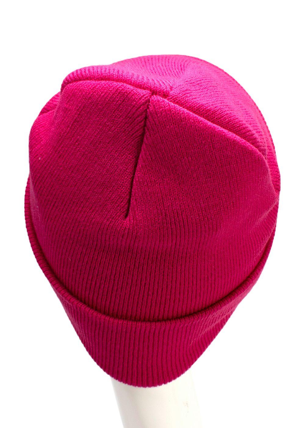 More Joy Magenta Logo-patch Beanie Hat