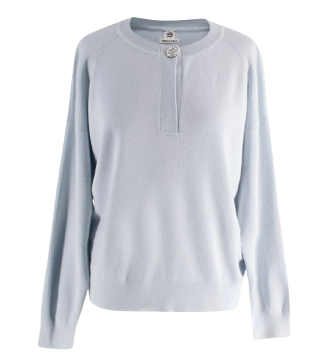 Hermès Pale Blue Silk and Cashmere Blend Knit Sweater