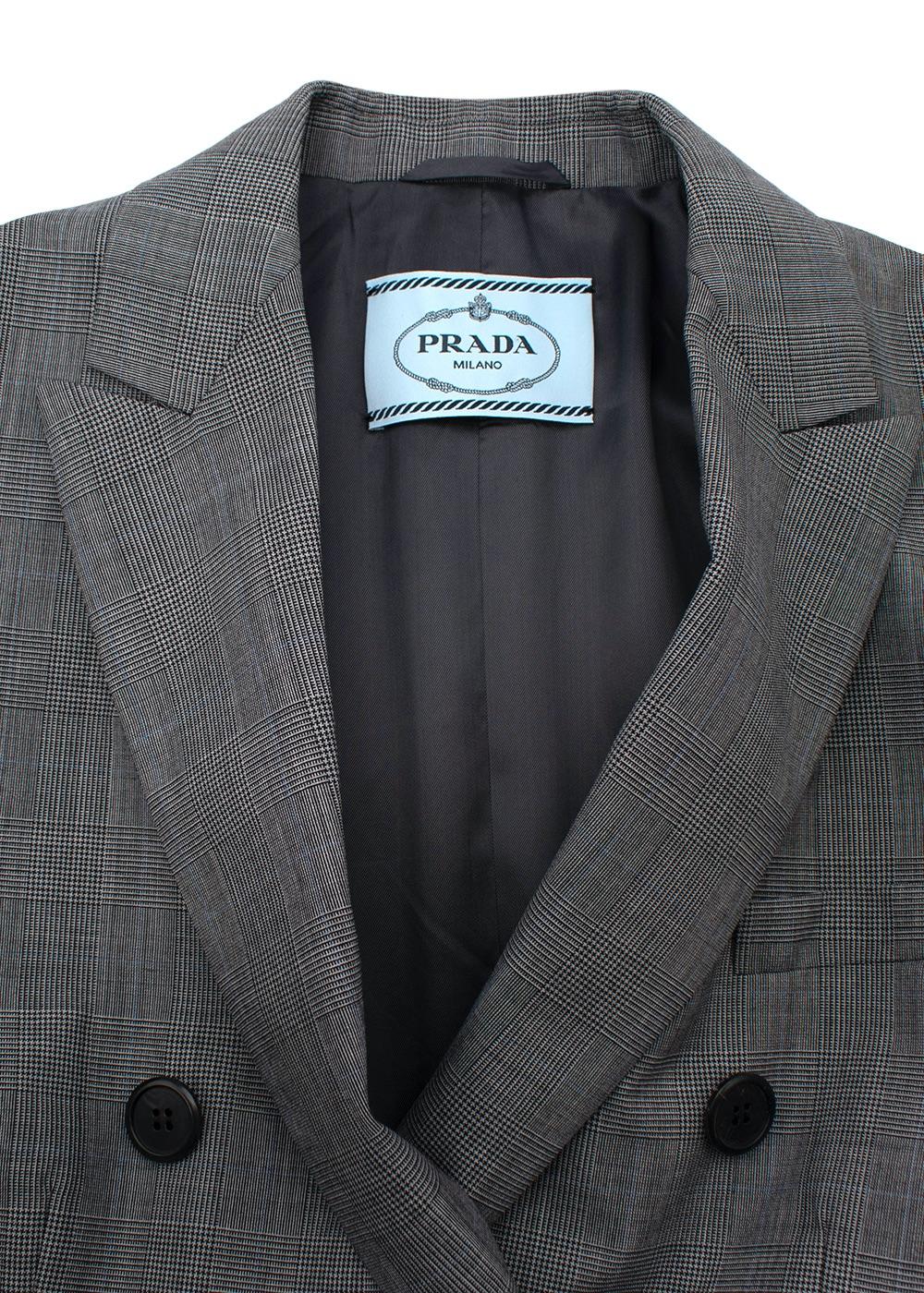 Prada Grey wool Prince of Wales checked blazer