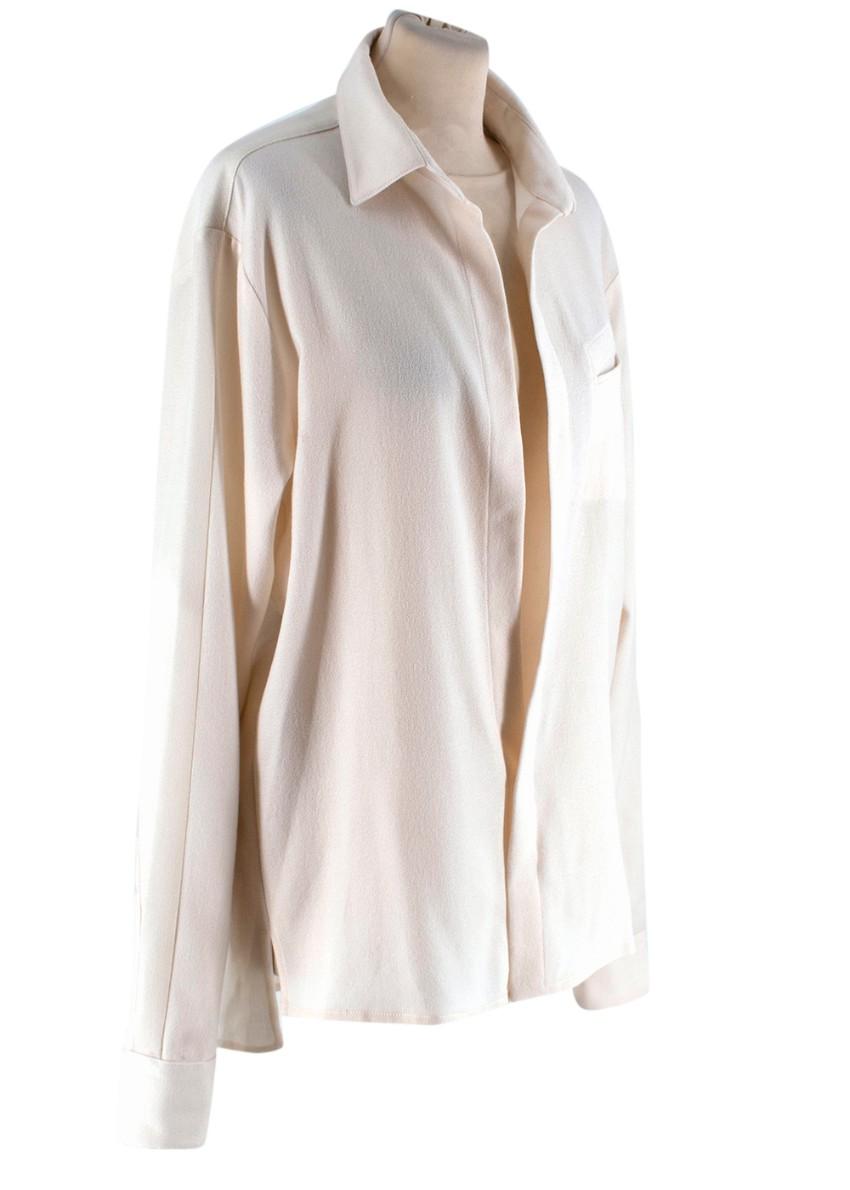 Baja East Cream Wool-Crepe Point Collar Blouse
