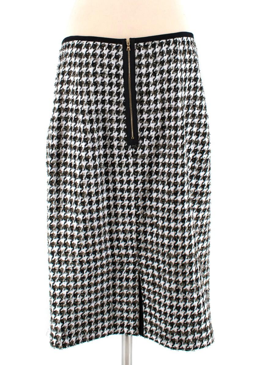 Erdem Safia metallic houndstooth cotton-blend tweed pencil skirt