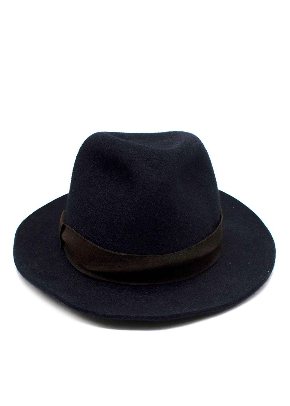 Loro Piana Navy Hares Hair Blend Ferdora