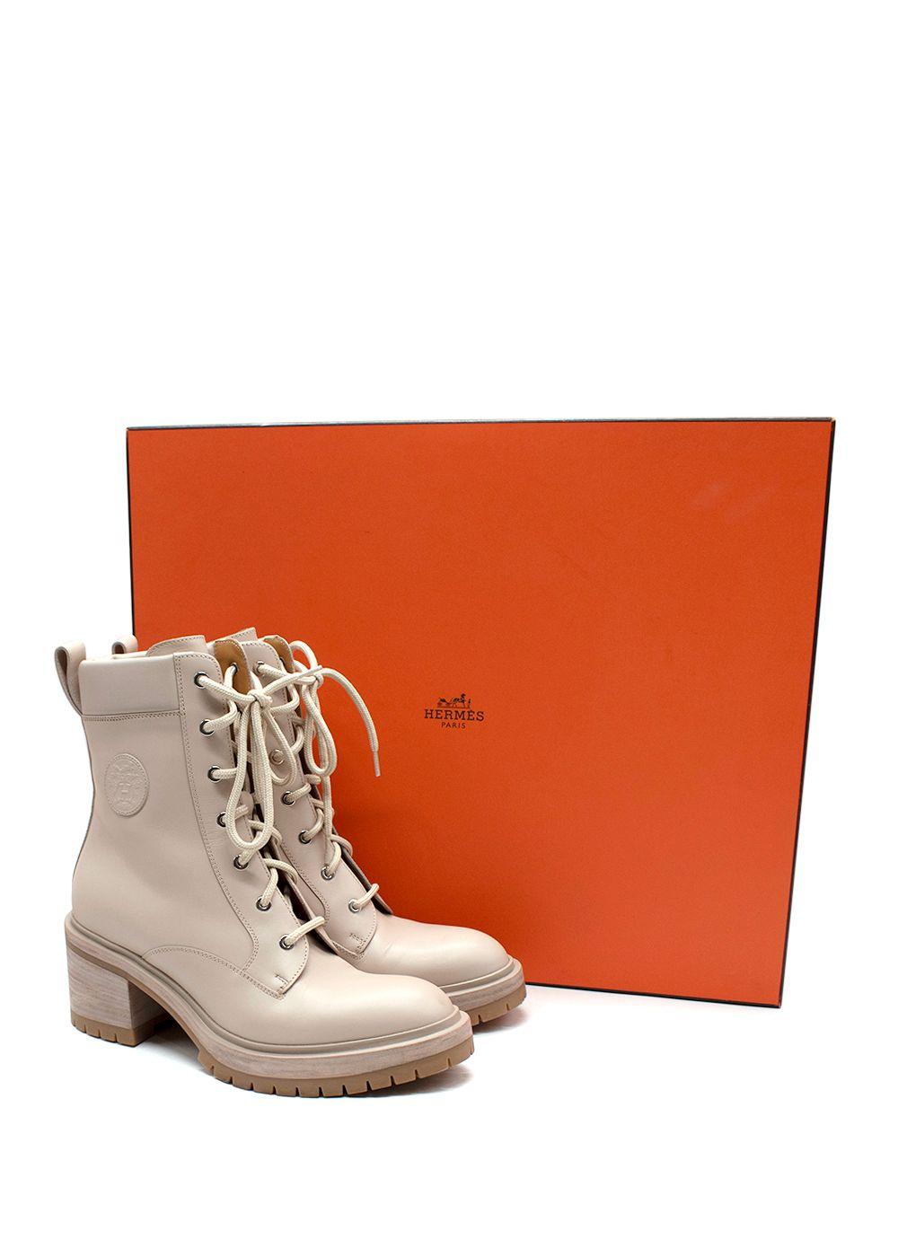 Hermes Blush Bridge Calfskin Leather Ankle Boots