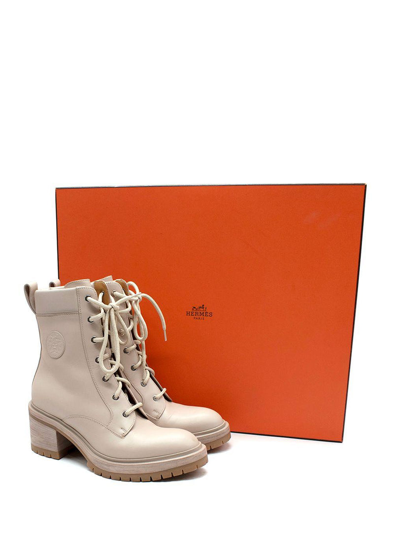 Hermes Blush Bridge Calfskin Leather Ankle Boots