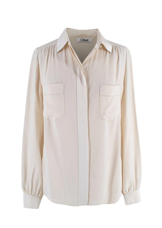 Chloe Cream Silk Long Sleeve Blouse