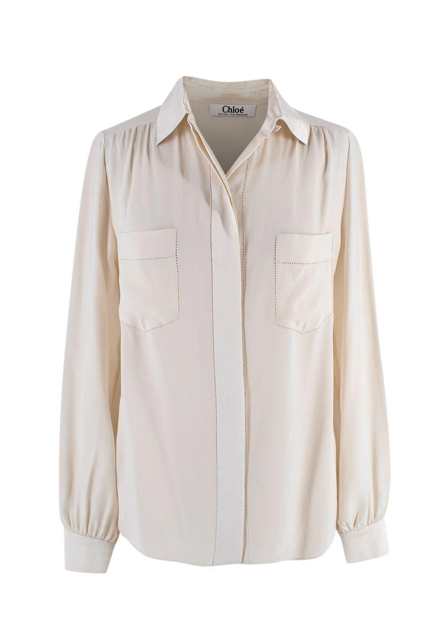 Chloe Cream Silk Long Sleeve Blouse