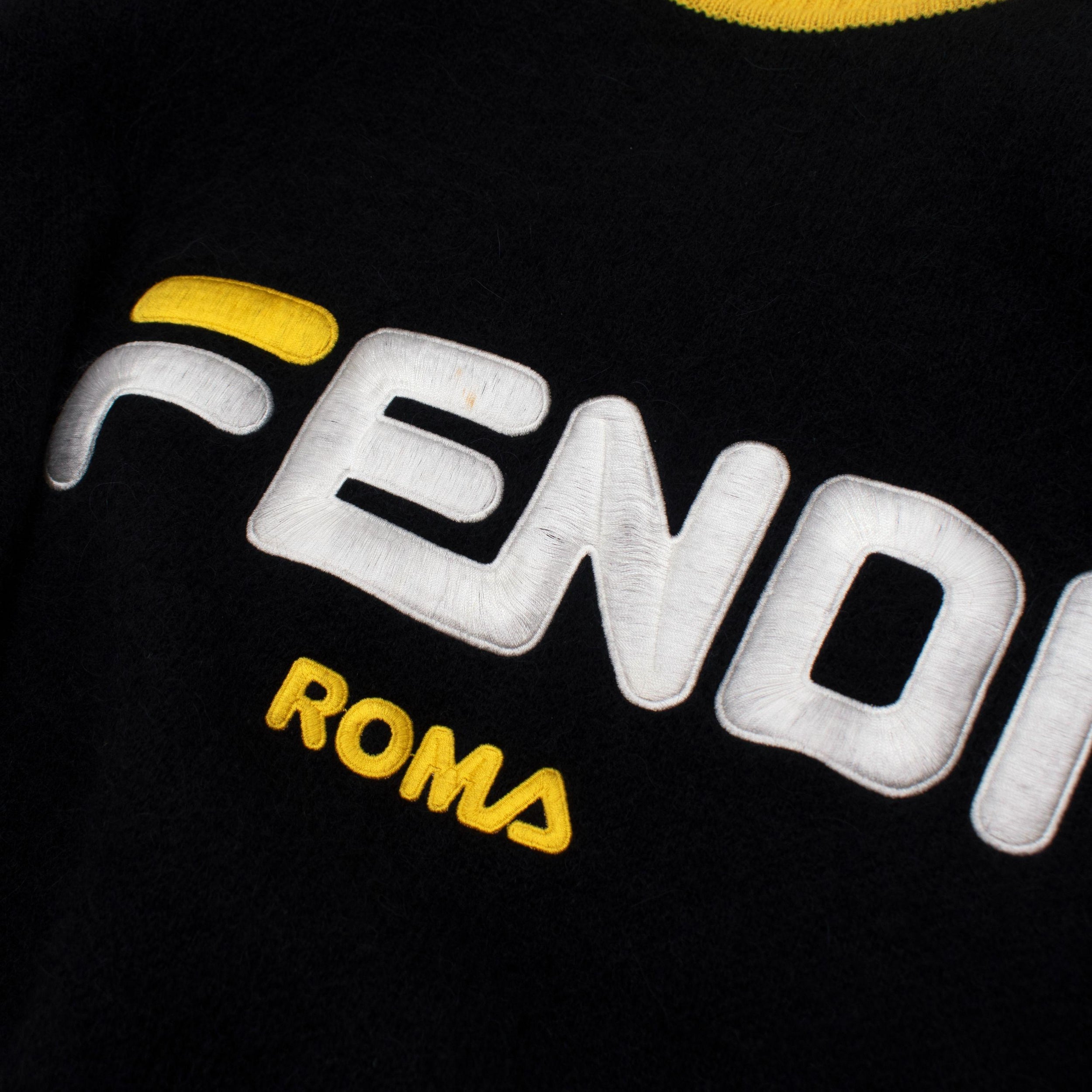 Fendi X Fila Black And Yellow Funnel Neck Knit Jumper