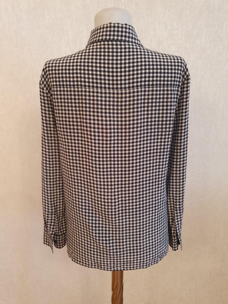 Black & white gingham silk crepe blouse
