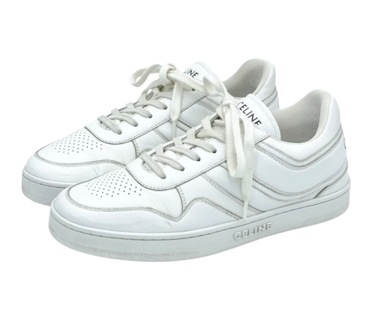 Low Lace Up White Lther Sneakers