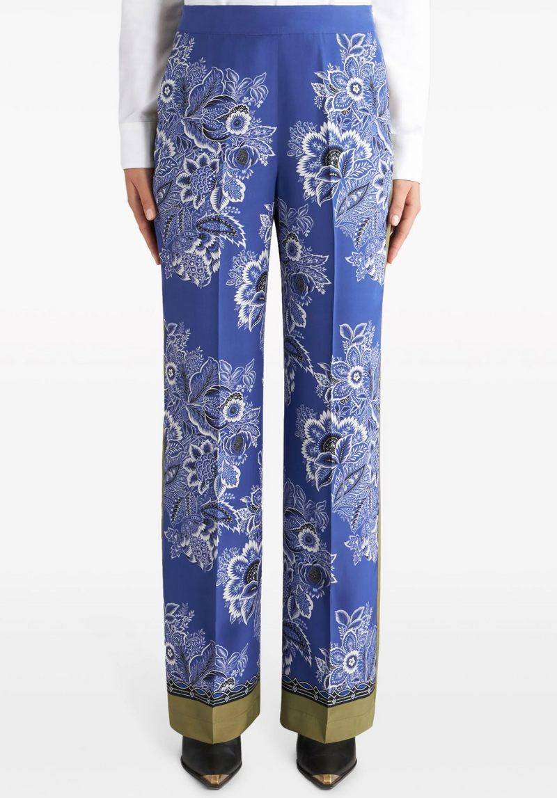 Etro Bandana-Print Straight-leg Silk Trousers