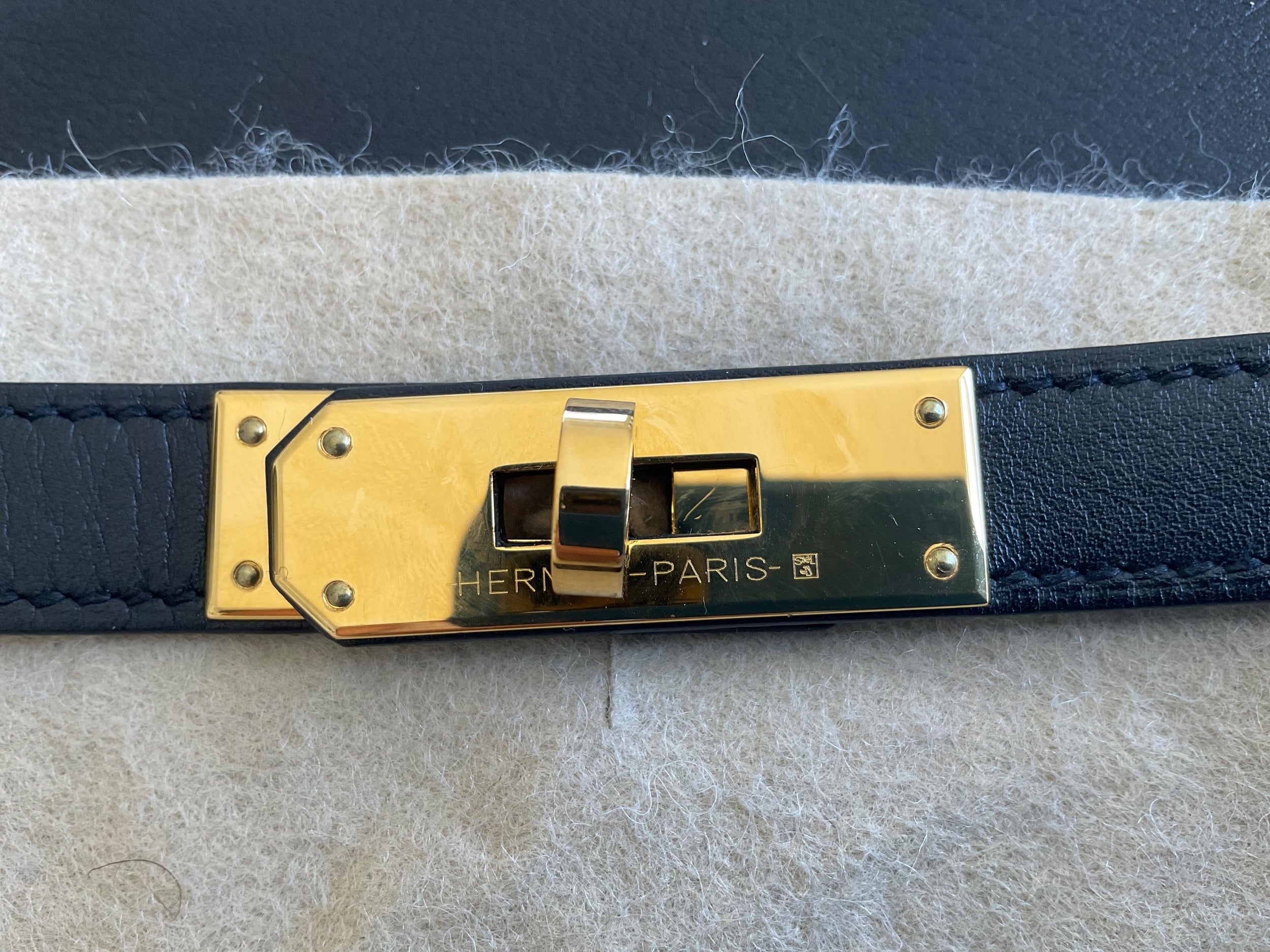 Hermes Black Evergrain  Leather Mini Jypsiere with Gold Hardware