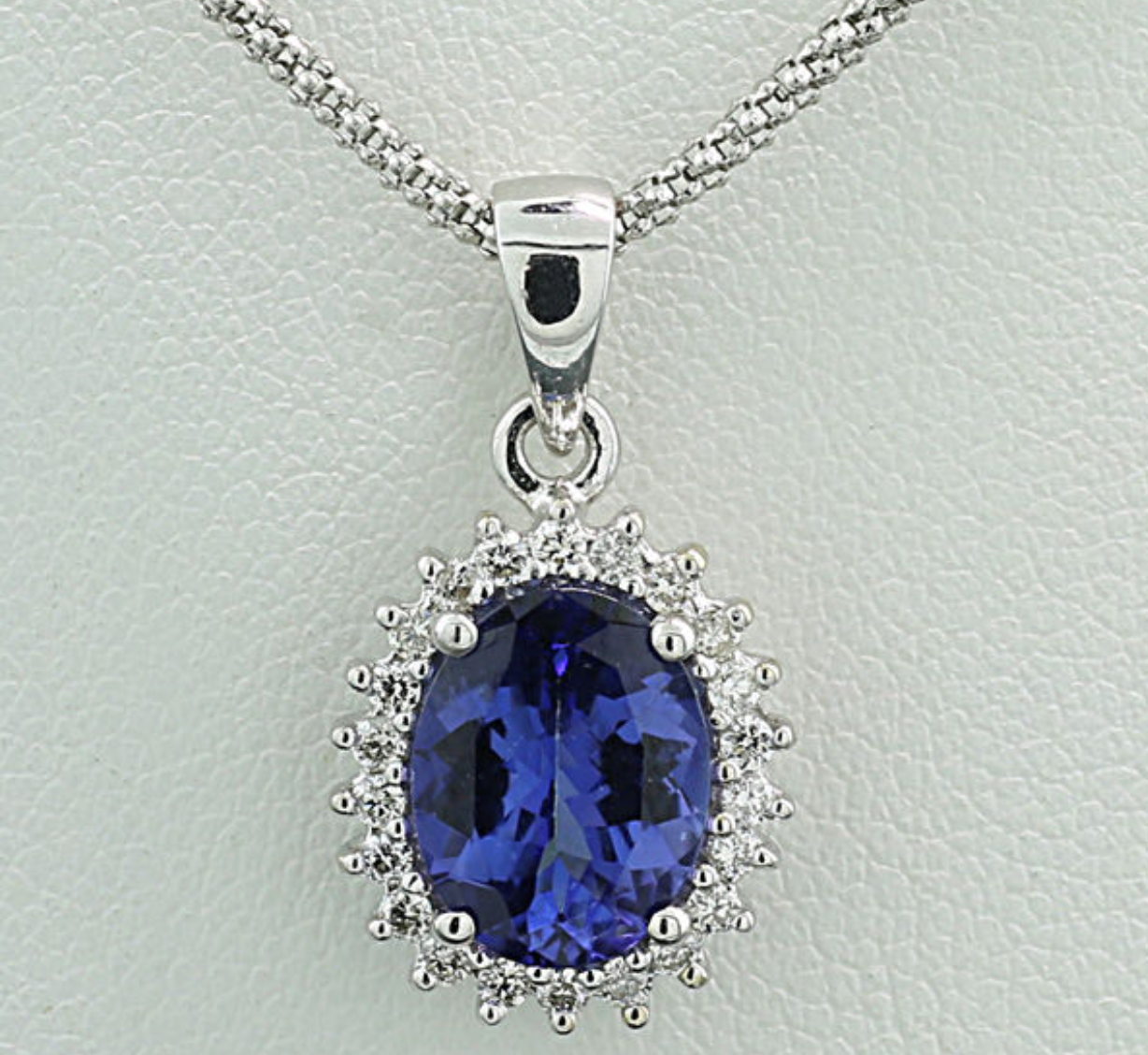 Bespoke 14kt White Gold Diamond & Tanzanite Pendant