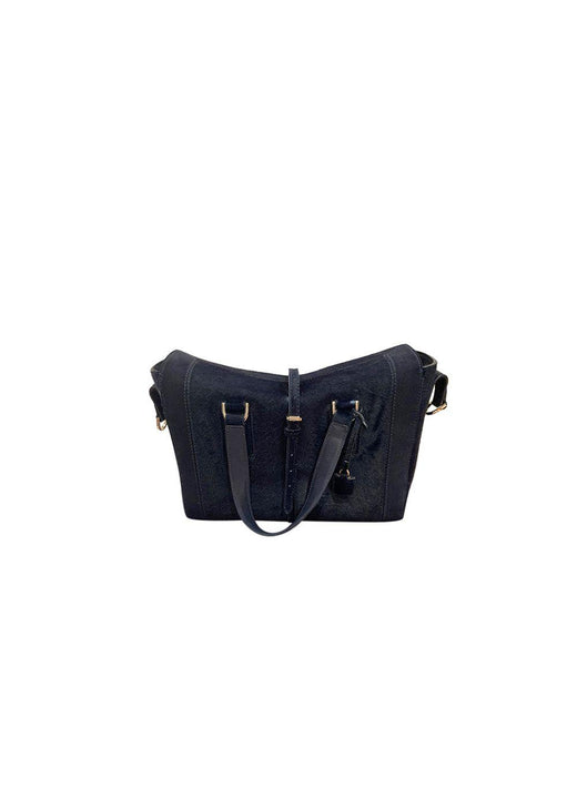 Navy calf hair tote bag