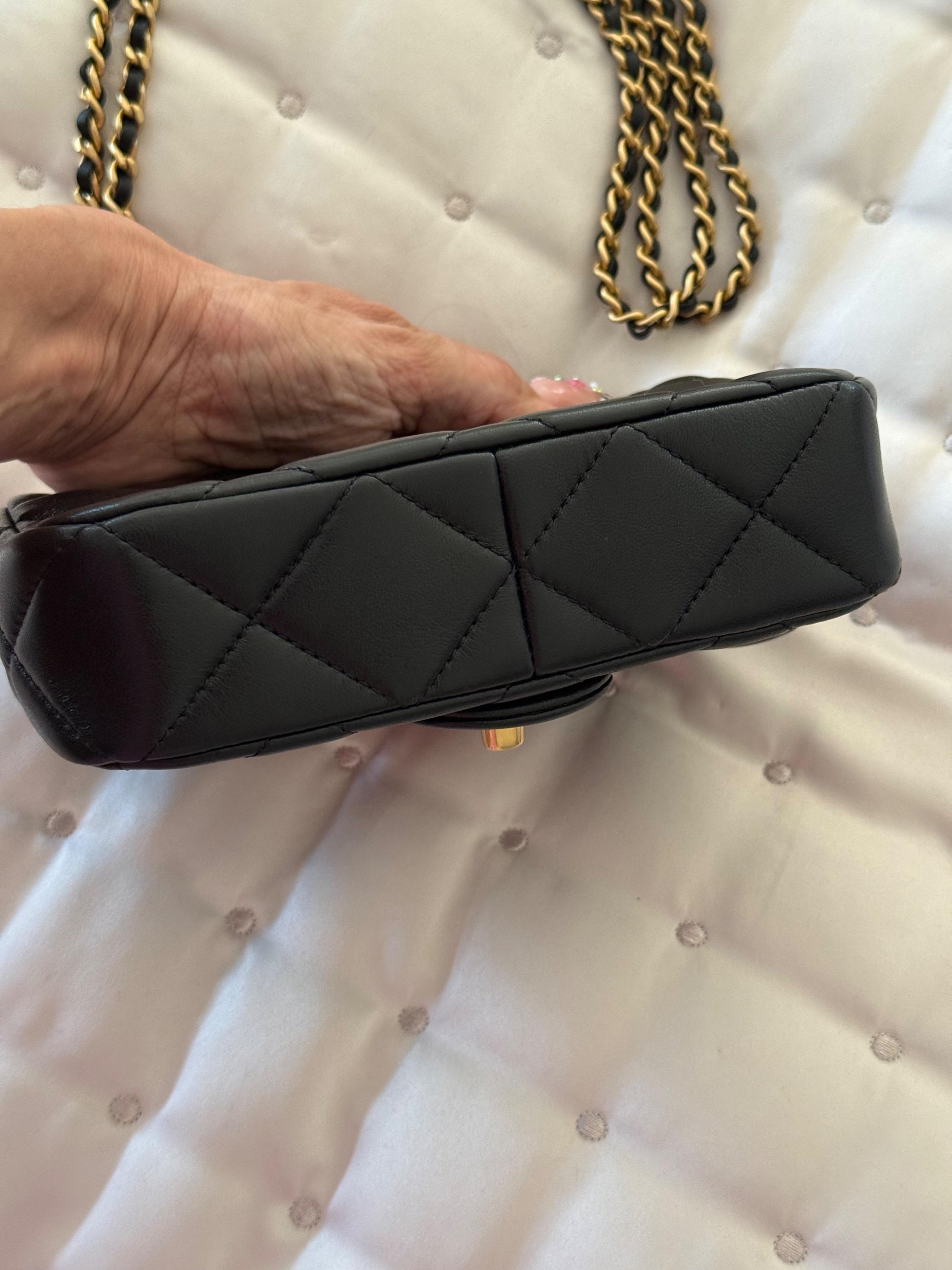 Chanel Black Lambskin ‘Pearl Crush’ Classic