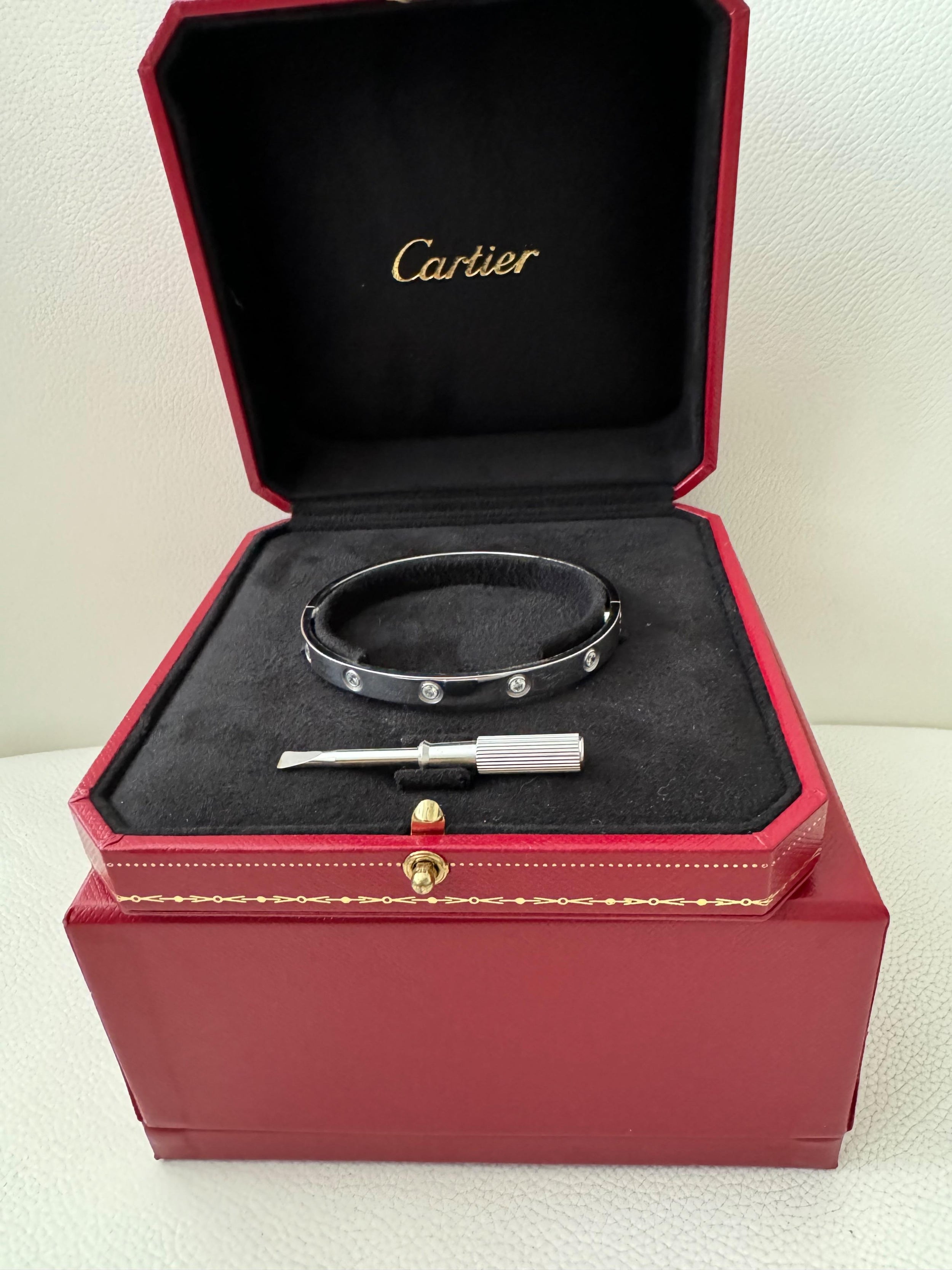Cartier White Gold 10 Diamond Love Bangle