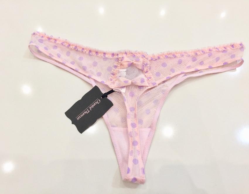 Chantal Thomass Rose & Lilac Polka Dot Tulle Half Cup Bra & Thong set