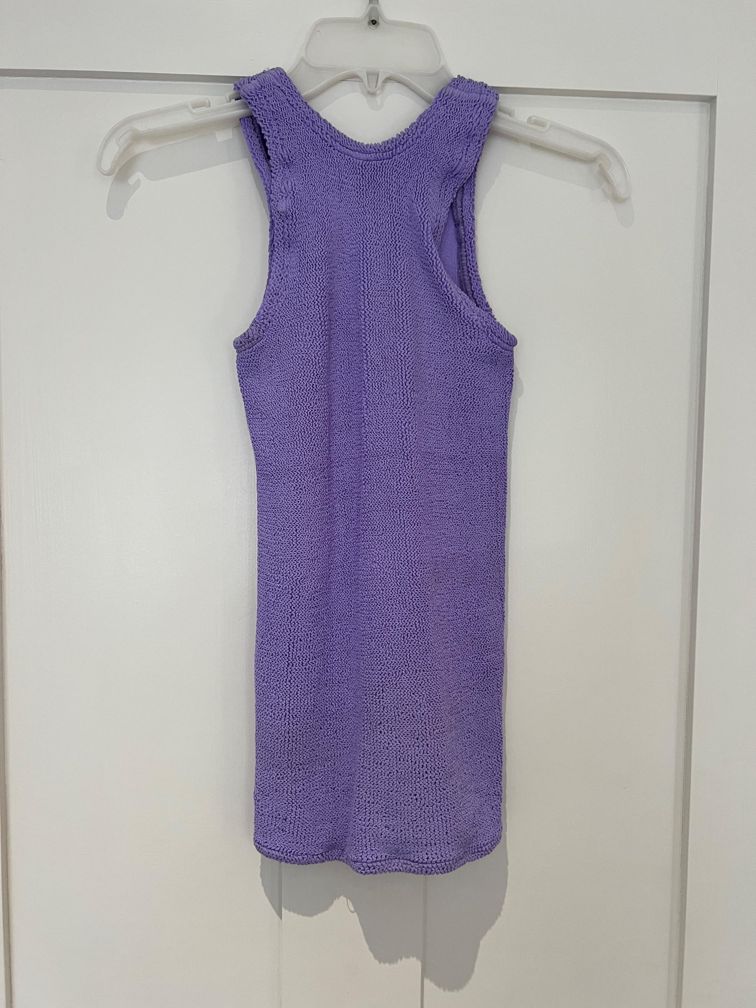 Hunza G Purple Seersucker Iris Mini Dress