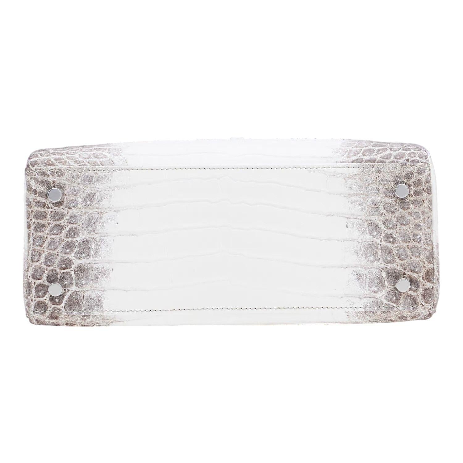 Hermès Kelly 25cm Sellier Niloticus Crocodile Himalaya White Gold Diamond Hardware