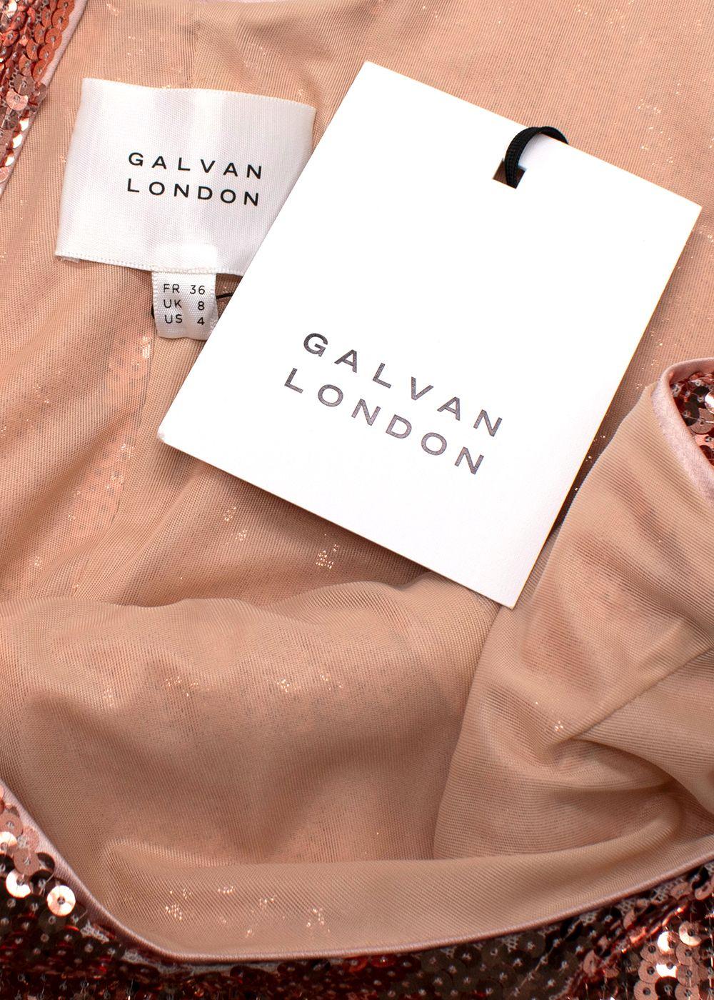 Galvan Rose Gold Mirror Sequin Valletta Dress