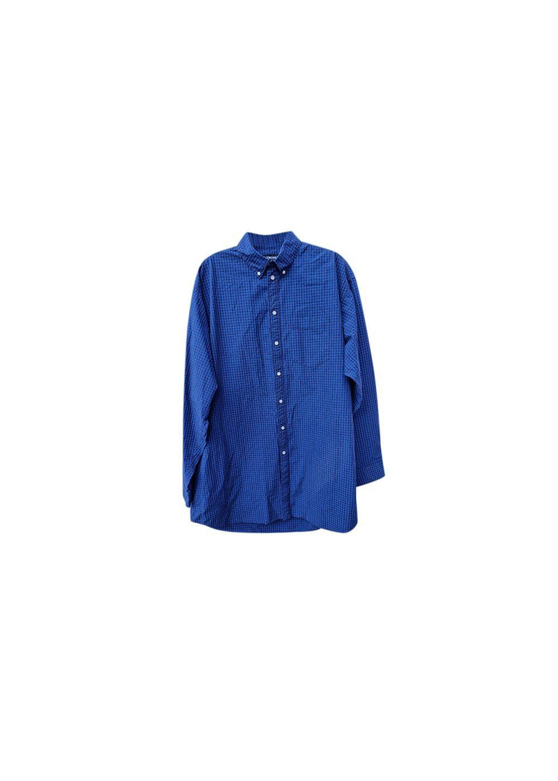 Blue windowpane check cotton oversize shirt