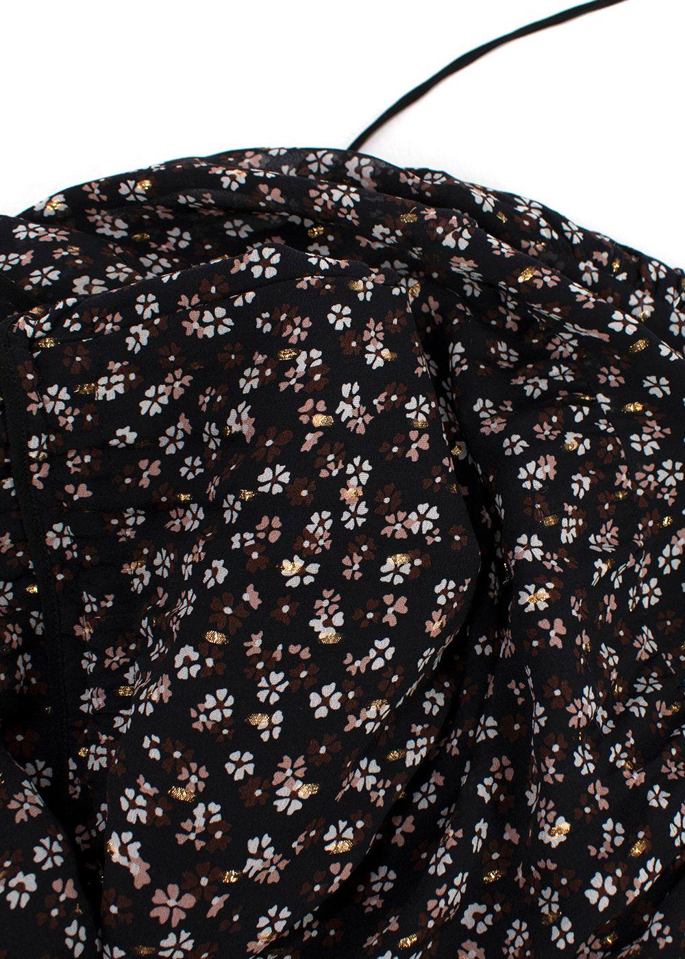Altuzarra black floral long sleeved tiered dress