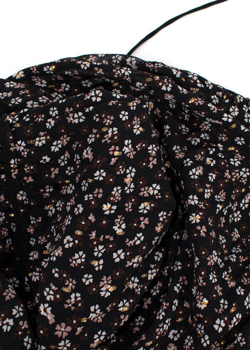 Altuzarra black floral long sleeved tiered dress